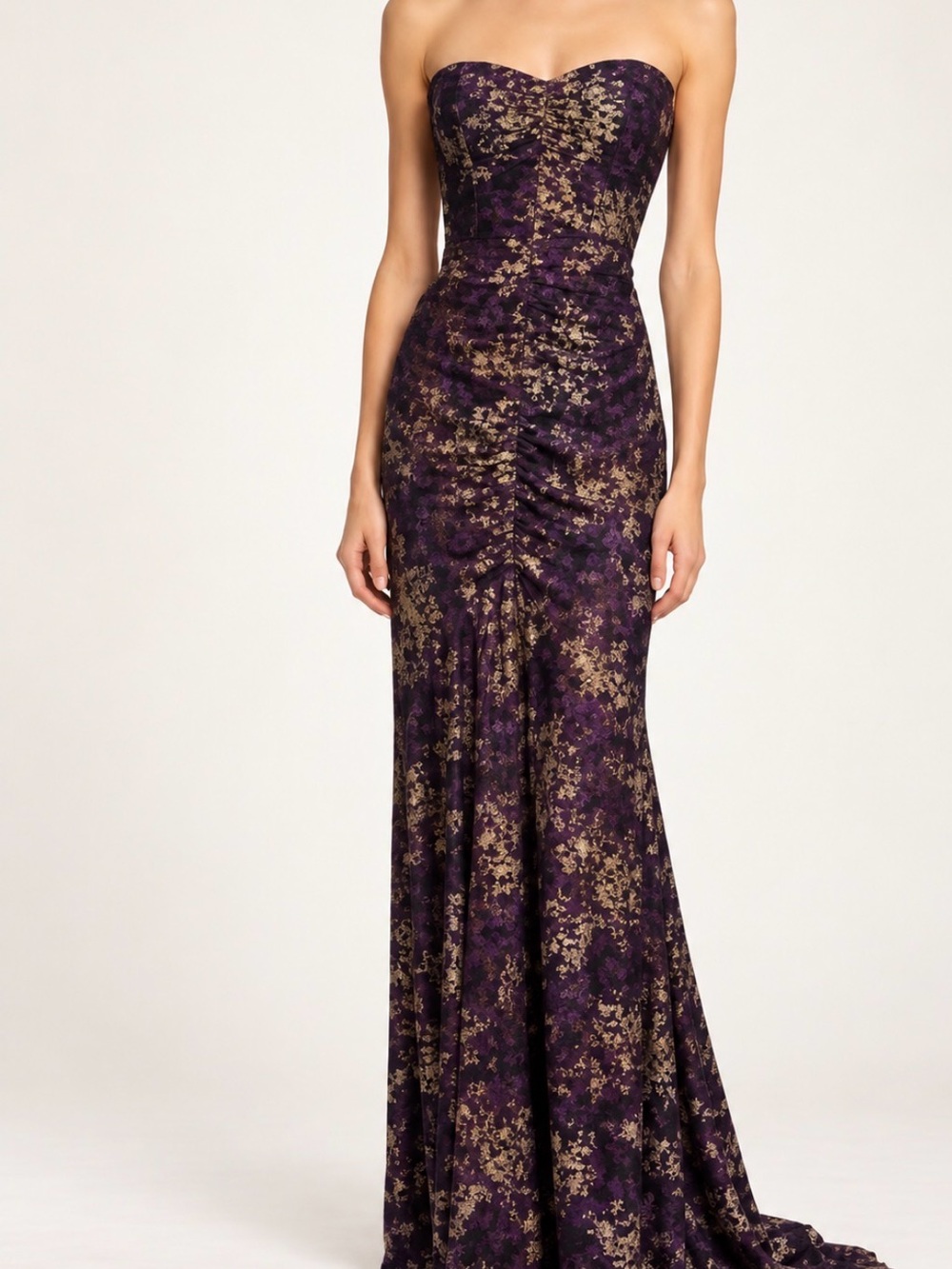 Laundry by Shelli Segal Floral Strapless Maxi Dress in Purple - Picture 2 of 8